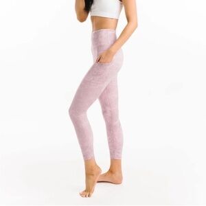 Zyia Pink Granite Digital Print Pocket Light n Tight High Rise 7/8 Leggings 0 XS